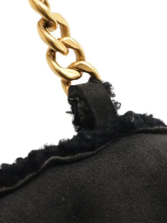 Chanel Mouton Chain Tote Bag Shoulder Leather Black Gold Hardware - Picture 5 of 9